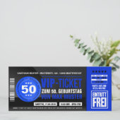 Cartes d'invitation VIP-TICKET (bleu) (Debout devant)