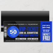 Cartes d'invitation VIP-TICKET (bleu) (Devant / Derrière)
