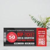 Cartes d'invitation VIP-TICKET (rouge) (Debout devant)