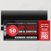 Cartes d'invitation VIP-TICKET (rouge) (Devant / Derrière)