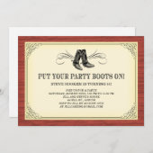 Cartes d'invitation Western Boots de fête (Devant / Derrière)
