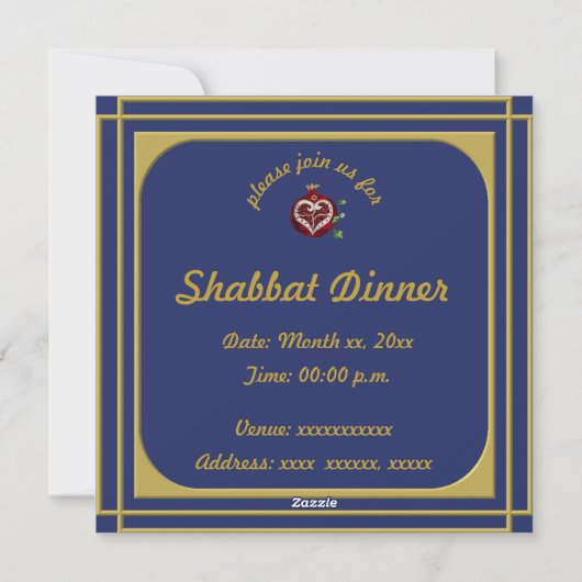 Cartes d'invitations de dîner d'impression d'art (Dos)