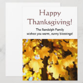 Cartes d'invitations pour un joyeux Thanksgiving A (Devant / Derrière)