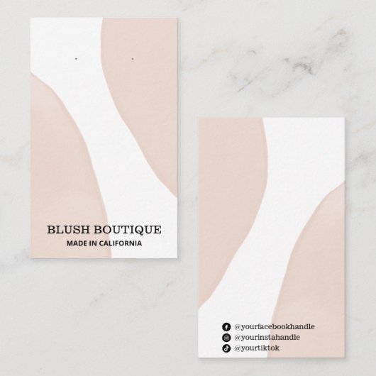 Cartes d'oreille Abstraites Pastel Rose (Devant / Derrière)