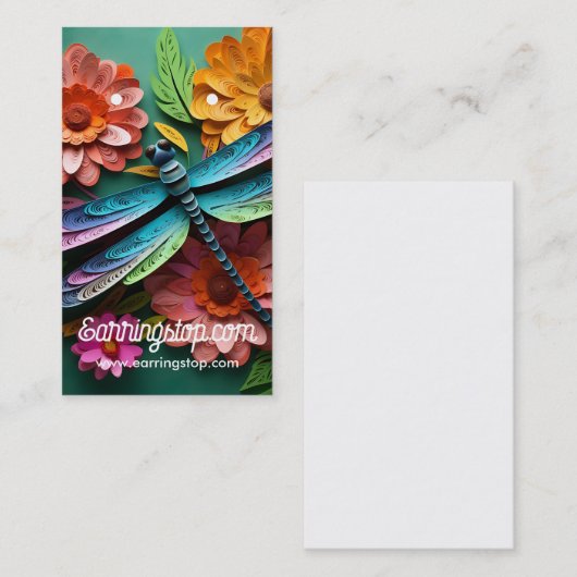 Cartes d'oreille Motif 3D Fleurs et libellules (Devant / Derrière)