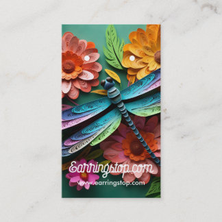 Cartes d'oreille Motif 3D Fleurs et libellules