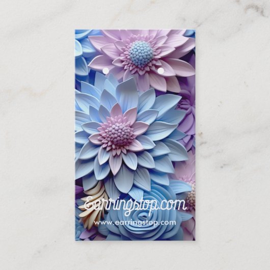 Cartes d'oreille Motif 3D Fleurs Pastel (Devant)