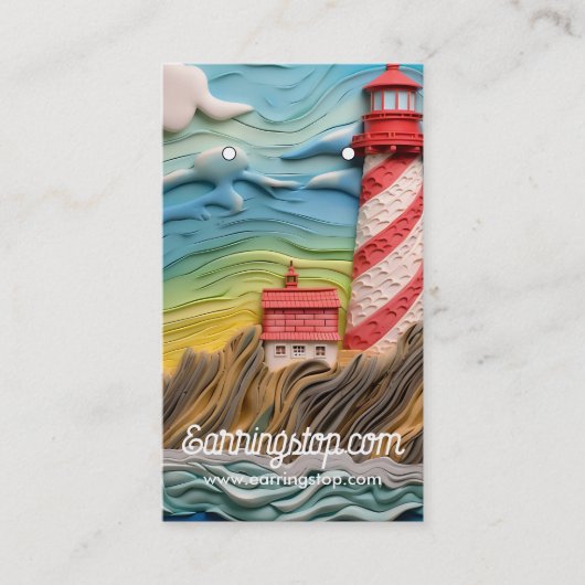 Cartes d'oreille Motif 3D Lighthouse (Devant)