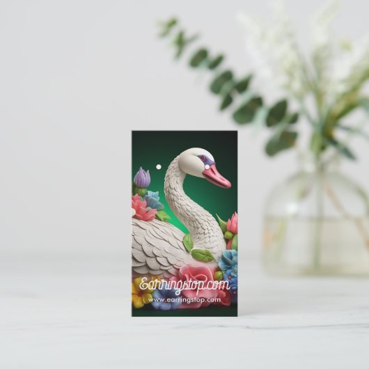 Cartes d'oreille Motif de cygne colorées 3D (Debout devant)