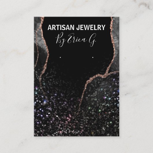 Cartes D'Oreille Noir Et Or Rose Gris (Devant)