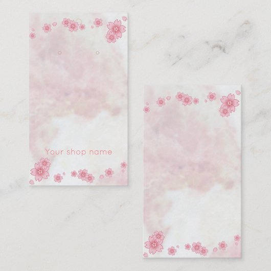Cartes d'oreille Sakura en marbre rose (Devant / Derrière)