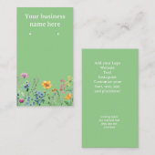Cartes d'oreille vertes avec fleurs sauvages (Devant / Derrière)