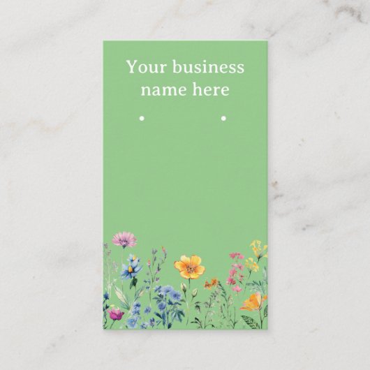 Cartes d'oreille vertes avec fleurs sauvages (Devant)