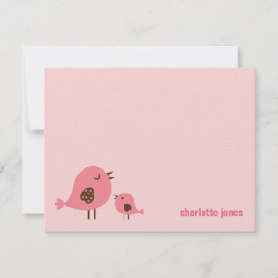 Cartes douces de Merci de poussins - rose