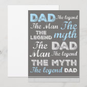 Cartes drôles de fête des pères Citation Gris Typo (Devant / Derrière)