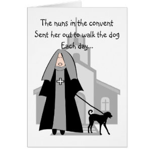 Cartes drôles de nonne catholique "marchant le