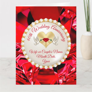 Cartes du 40e anniversaire du Mariage pour femme,