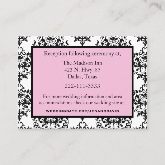 Cartes du boîtier Mariage noir, blanc et rose (Devant)