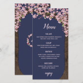 Cartes du menu ou du programme de Cerisiers en fle (Devant / Derrière)