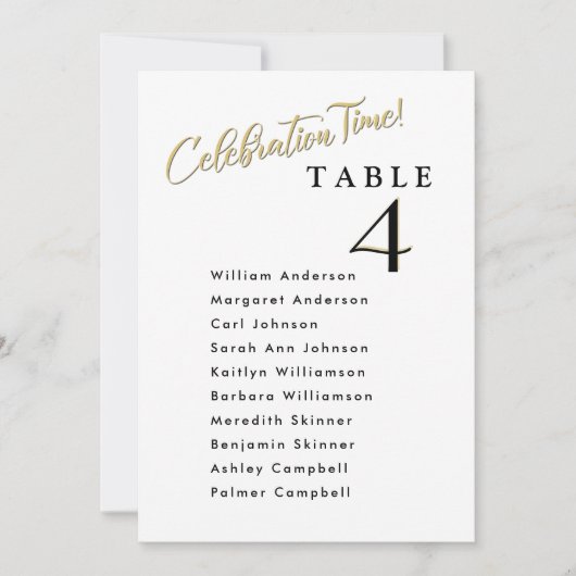 Cartes du plan de siège du Mariage de fête Noms de (Devant)