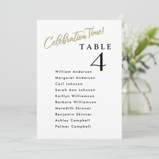 Cartes du plan de siège du Mariage de fête Noms de (Debout devant)