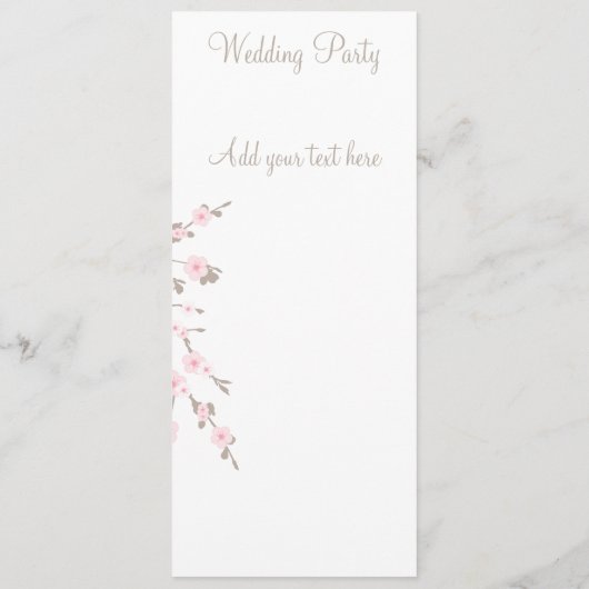 Cartes du programme de l'église Mariage Cherry Blo (Dos)