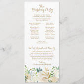Cartes du programme de mariage aux fleurs d'or et (Dos)
