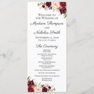 Cartes du programme de mariage avec Marsala et Fle