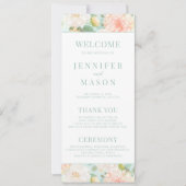 Cartes du programme de mariage Floral Boho Mint Ro (Devant)