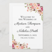 Cartes du programme Mariage Floral Rose Rustique (Devant / Derrière)