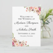 Cartes du programme Mariage Floral Rose Rustique (Debout devant)