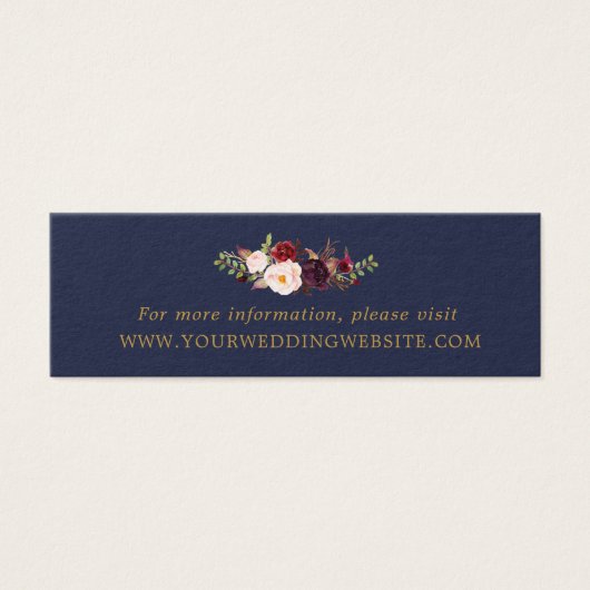 Cartes du site Mariage Floral Gold de Marsala Navy (Devant)