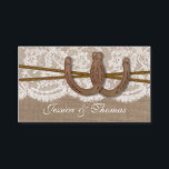 Cartes du site web de la collection Rustic Horsesh<br><div class="desc">La collection rustique horseshoe est un design étonnant avec un bel arrière - plan rustique effet burlap avec un ensemble romantique vintage effet dentelle blanche finie avec deux horseshoes et ficelles entrelacées de chance. Ces cartes d'insertion de site web mariage peuvent être personnalisées pour votre occasion spéciale et feraient l'insert...</div>