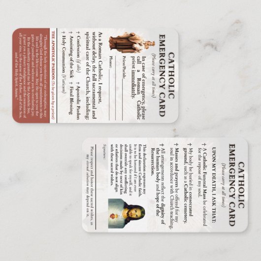 Cartes d'urgence (Devant / Derrière)