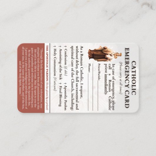 Cartes d'urgence catholiques (Devant)