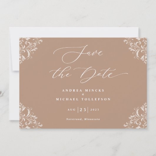 Cartes 'Élégant Taupe' pour annoncer votre mariage (Devant)