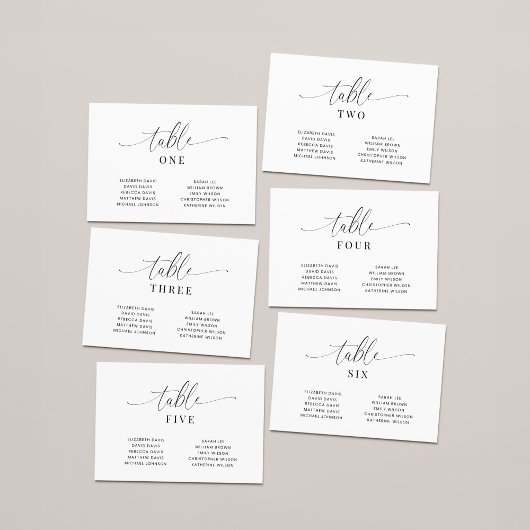 Cartes élégantes de plan de table de mariage
