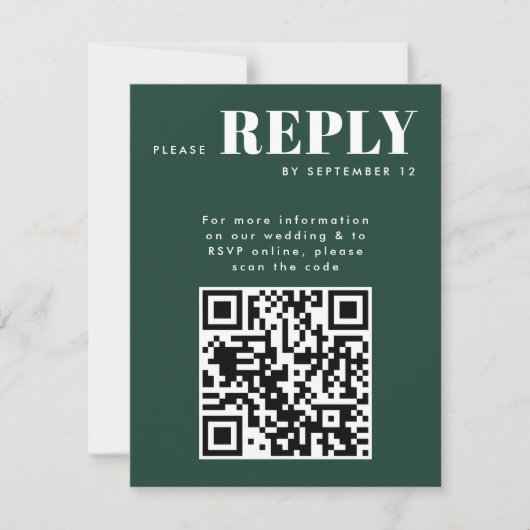 Cartes Emerald Green RSVP pour code QR Mariage (Devant)