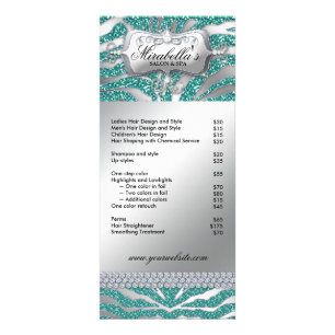 Cartes en bijoux Zebra Luxe Turquoise Sparkle Silv