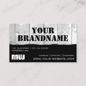 Cartes en bois blanc noir Monogramme de grain de b (Dos)