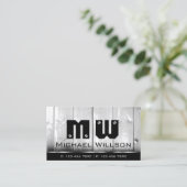 Cartes en bois blanc noir Monogramme de grain de b (Debout devant)