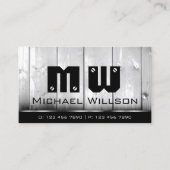 Cartes en bois blanc noir Monogramme de grain de b (Devant)