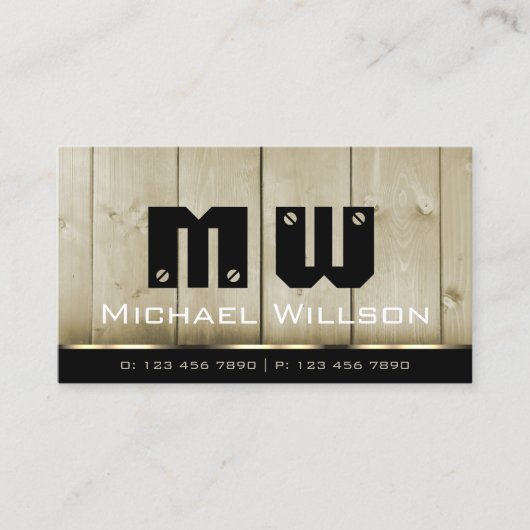 Cartes en bois Brown clair Grain Look Monogramme (Devant)