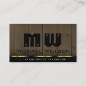 Cartes en bois Brown foncé Grain avec Monogramme (Devant)