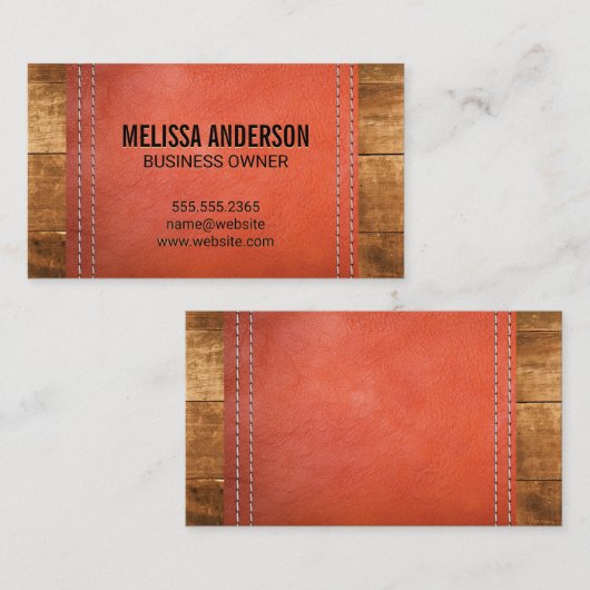 Cartes en bois Double couture cuir (Devant / Derrière)