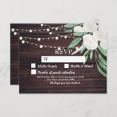 Cartes en bois Mariage RSVP Fleurs rustiques Invit (Devant / Derrière)