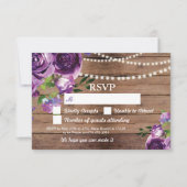 Cartes en bois Mariage RSVP Fleurs violettes Invit (Devant)