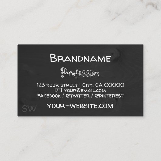 Cartes en bois noir Écorce d'arbre rustique avec M (Dos)