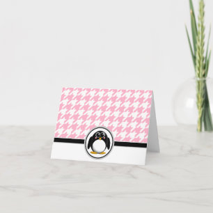 Cartes en bois rose et blanc de pingouin