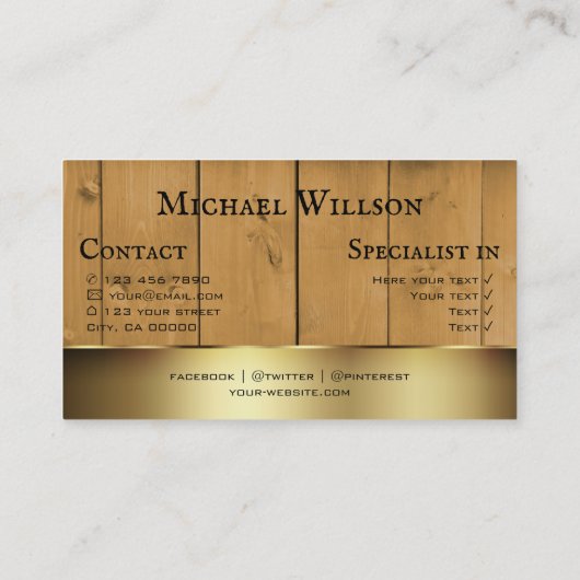 Cartes en bois rustique Grain en bois avec bordure (Dos)